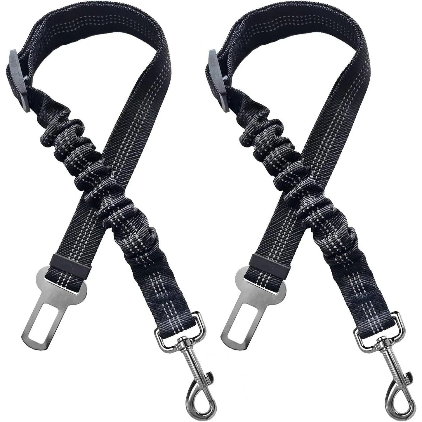 Adjustable Pink Dog Car Harness & Seatbelt - 2 Pack Bungee Anti-Shock Travel Safety Leash for Pets