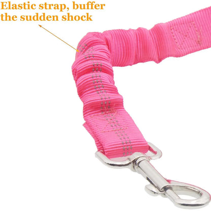 Adjustable Pink Dog Car Harness & Seatbelt - 2 Pack Bungee Anti-Shock Travel Safety Leash for Pets