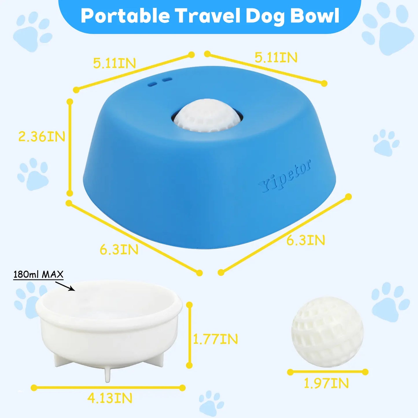 Yipetor Slow Feeder Dog Bowl with Rolling Ball - No Spill Bone Broth & Yogurt Feeder for Dogs and Cats - Perfect for Dietary Supplements and Post-Op Nutrition - Ideal Valentine's Gift for Pets