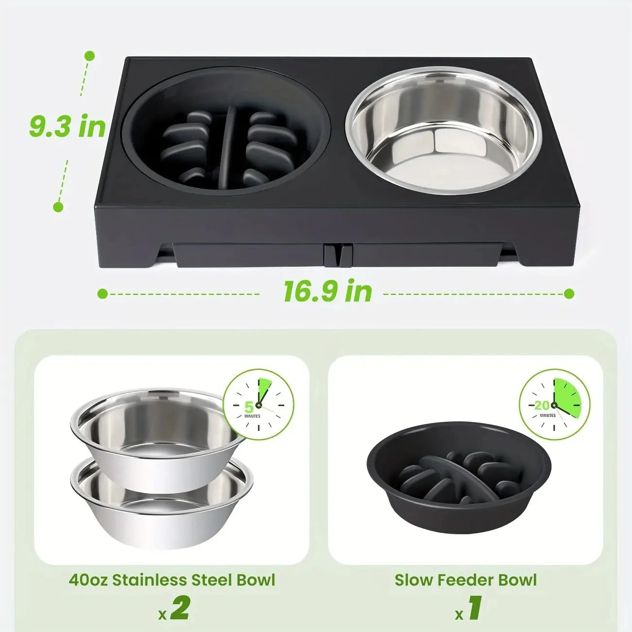 Elevated Dog Bowls with Adjustable Stand | Kin & Kibble