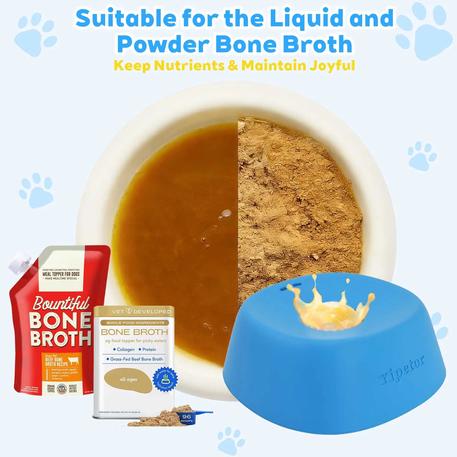 Yipetor Slow Feeder Dog Bowl with Rolling Ball - No Spill Bone Broth & Yogurt Feeder for Dogs and Cats - Perfect for Dietary Supplements and Post-Op Nutrition - Ideal Valentine's Gift for Pets