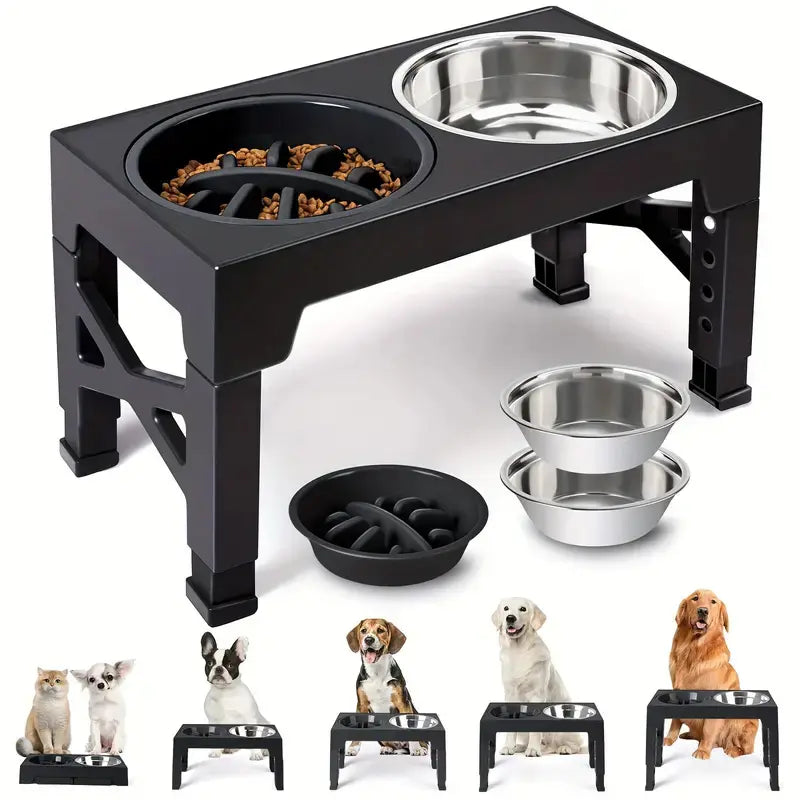 Elevated Dog Bowls with Adjustable Stand | Kin & Kibble
