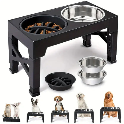 Elevated Dog Bowls with Adjustable Stand | Kin & Kibble