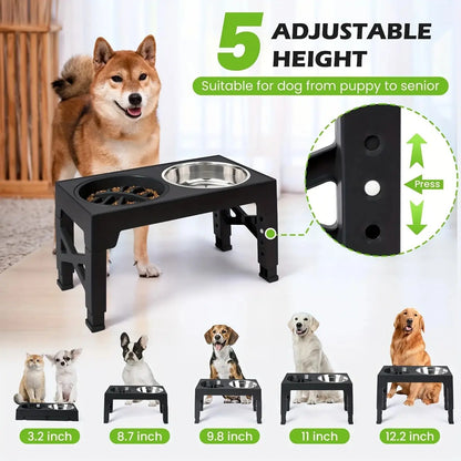 Elevated Dog Bowls with Adjustable Stand | Kin & Kibble