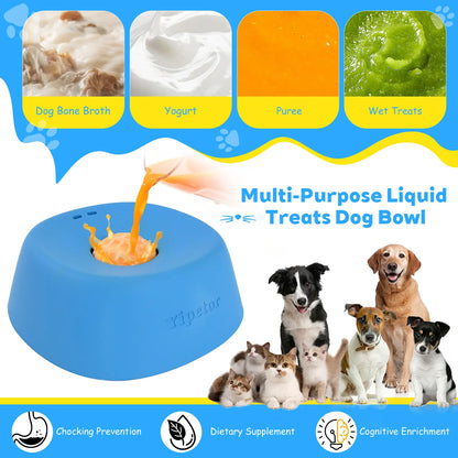 Yipetor Slow Feeder Dog Bowl with Rolling Ball - No Spill Bone Broth & Yogurt Feeder for Dogs and Cats - Perfect for Dietary Supplements and Post-Op Nutrition - Ideal Valentine's Gift for Pets