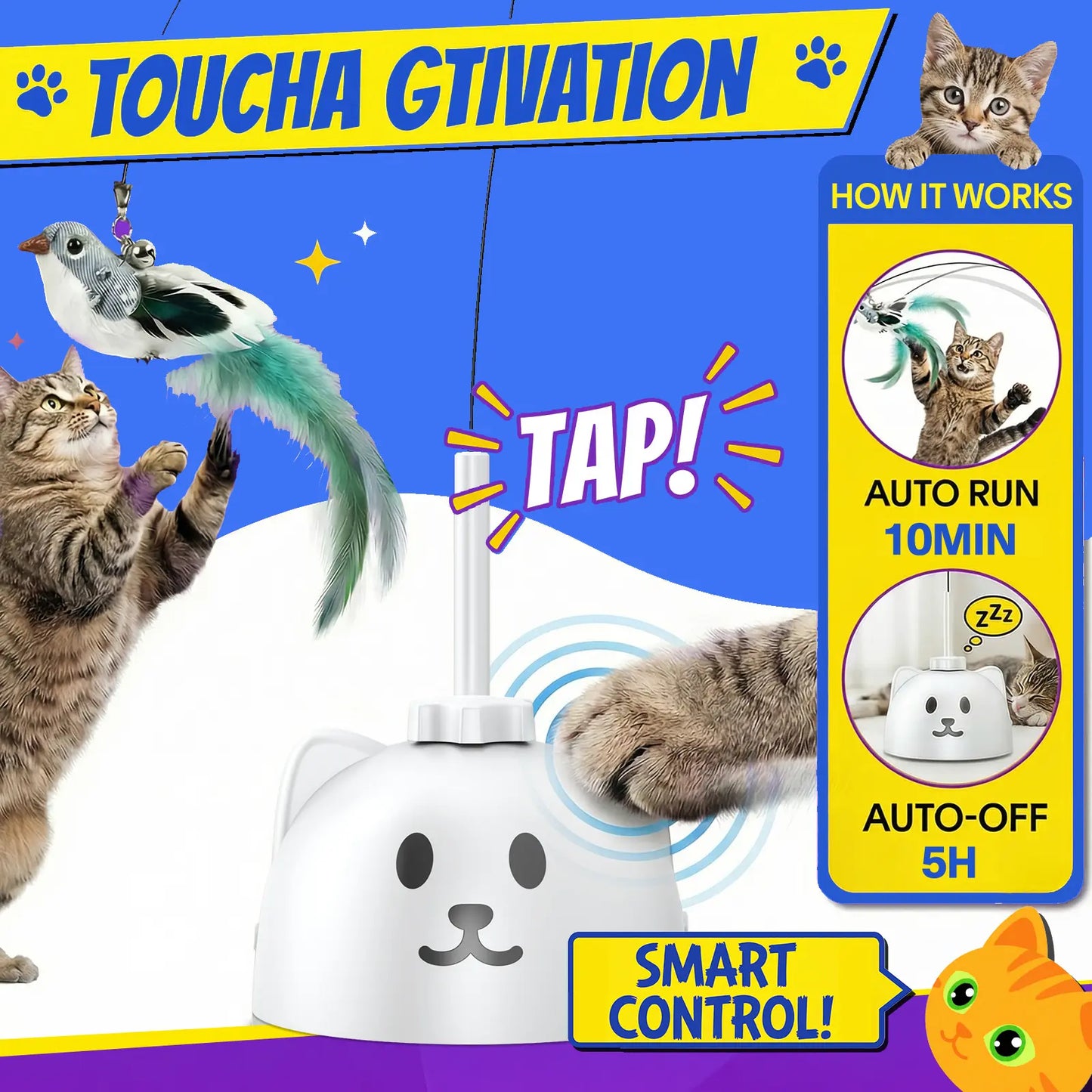 Interactive Cat Toy Wand for Indoor Play | Kin & Kibble