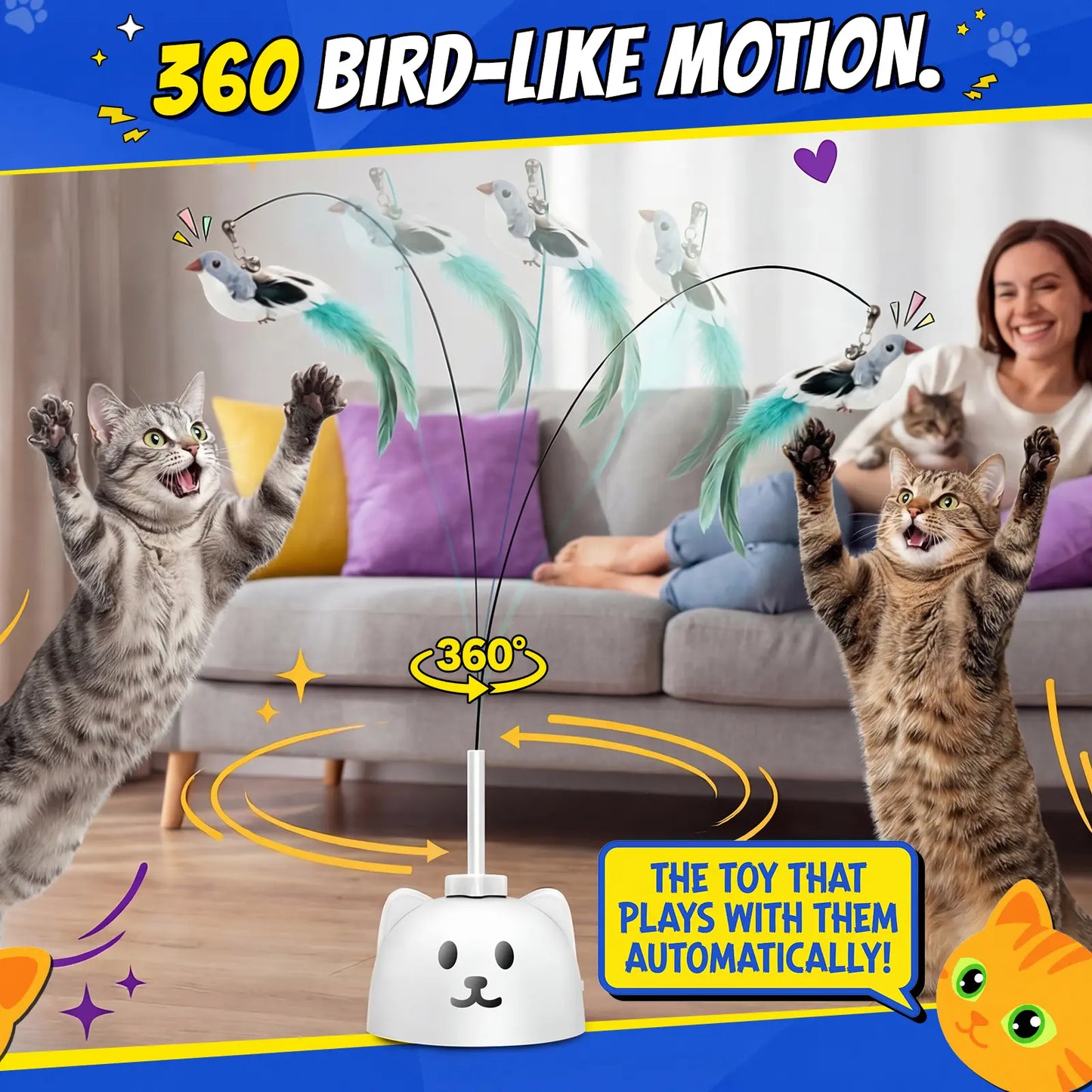 Interactive Cat Toy Wand for Indoor Play | Kin & Kibble