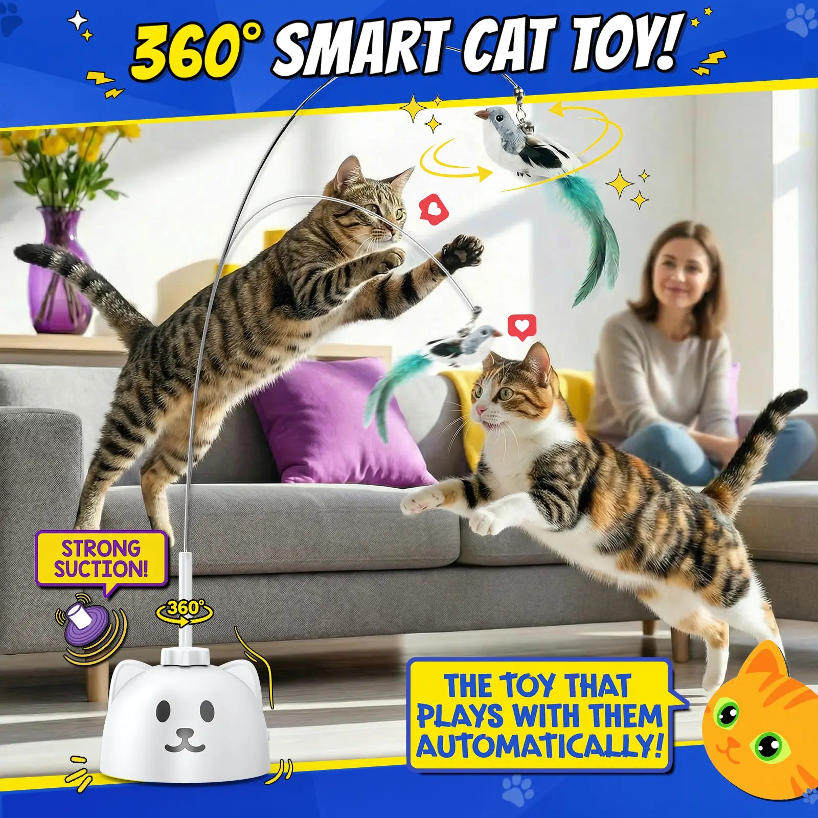 Interactive Cat Toy Wand for Indoor Play | Kin & Kibble