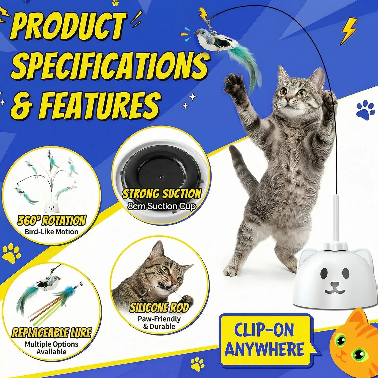 Interactive Cat Toy Wand for Indoor Play | Kin & Kibble