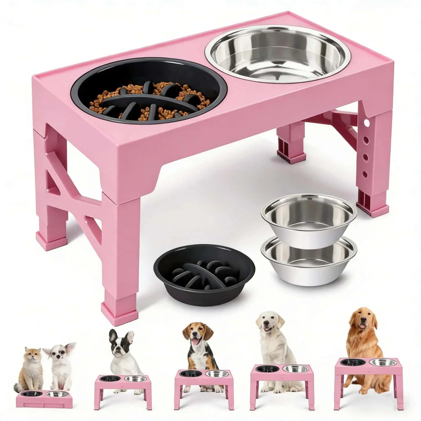 Elevated Dog Bowls with Adjustable Stand | Kin & Kibble
