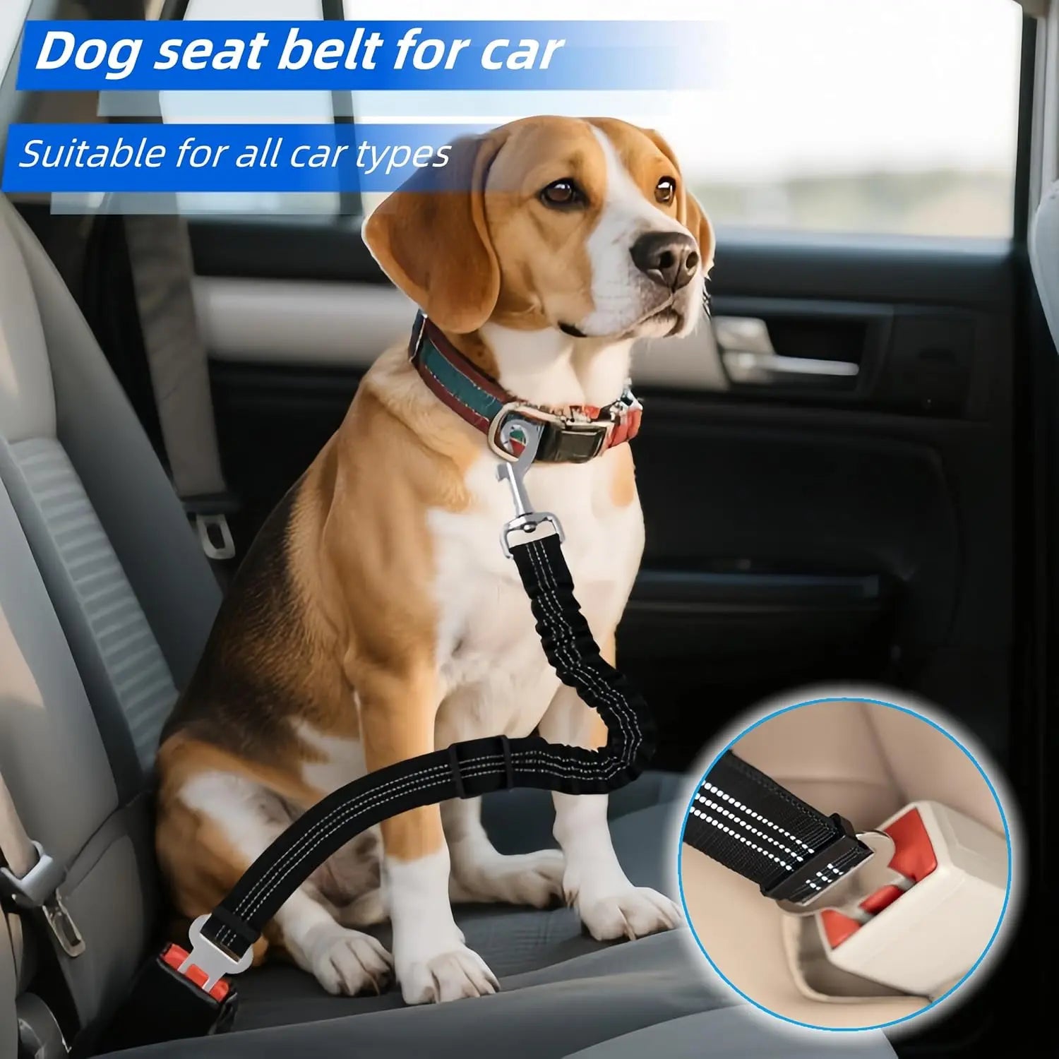 Adjustable Pink Dog Car Harness & Seatbelt - 2 Pack Bungee Anti-Shock Travel Safety Leash for Pets