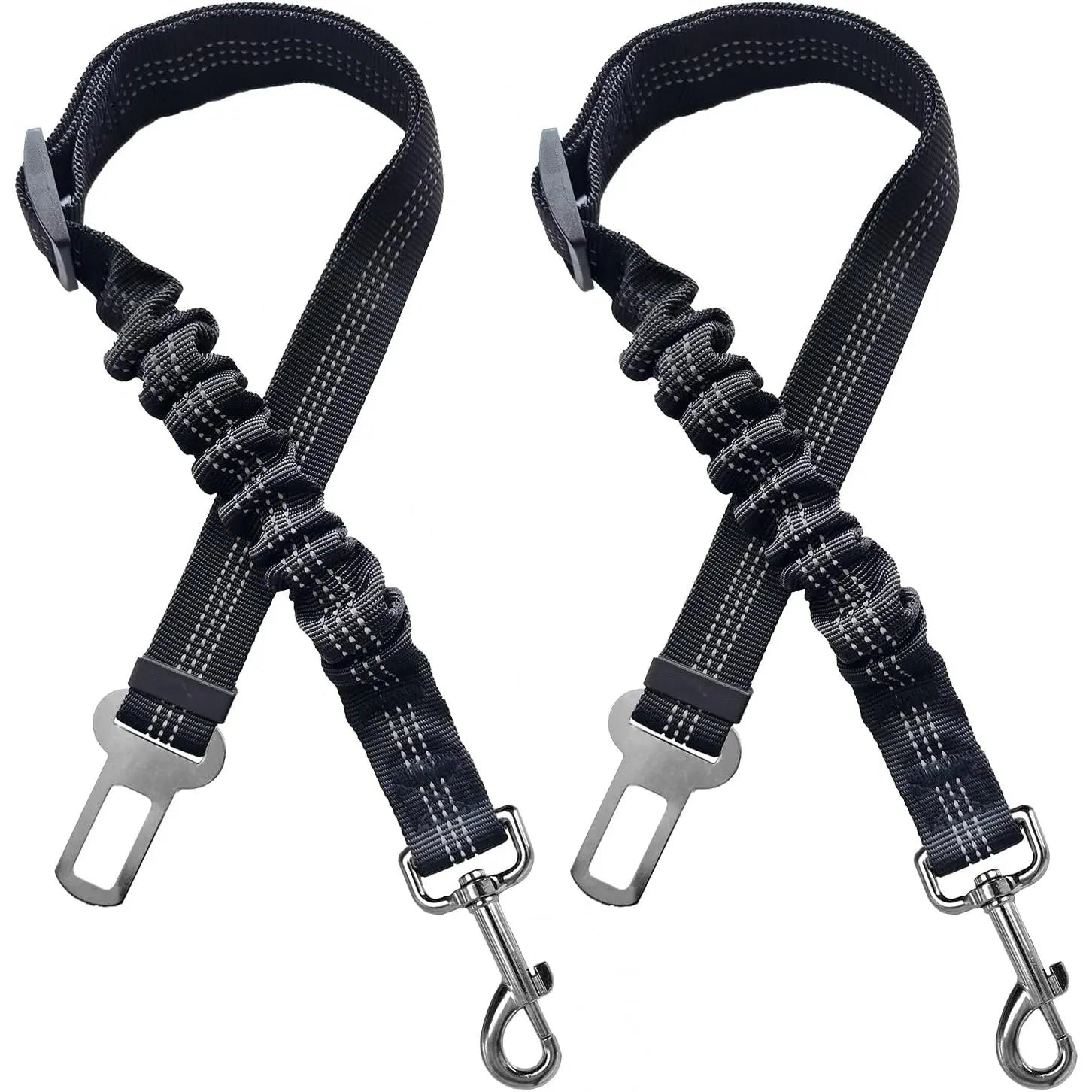 Adjustable Pink Dog Car Harness & Seatbelt - 2 Pack Bungee Anti-Shock Travel Safety Leash for Pets