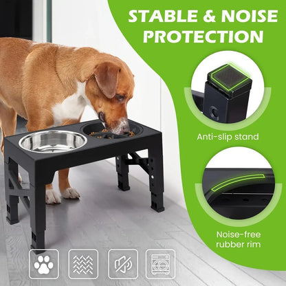 Elevated Dog Bowls with Adjustable Stand | Kin & Kibble
