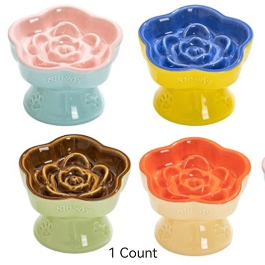 Ceramic Slow Feeder Bowl for Cats & Small Dogs