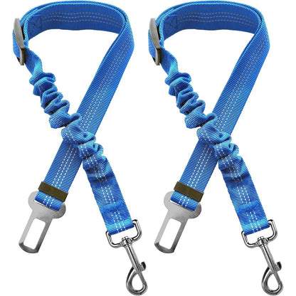 Adjustable Pink Dog Car Harness & Seatbelt - 2 Pack Bungee Anti-Shock Travel Safety Leash for Pets
